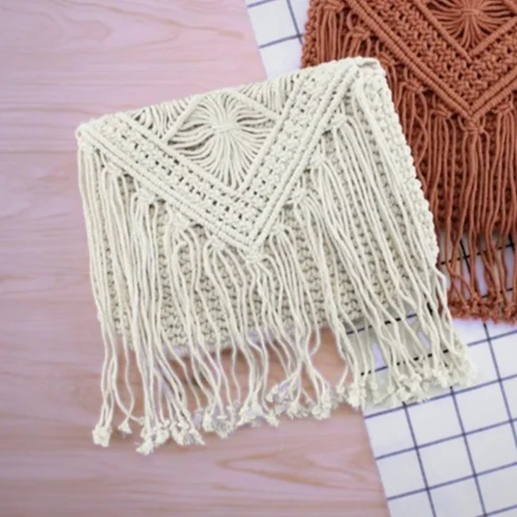 Bohemian Shoulder Bag Crocheted Crossbody Hippie purse 70s Style - Picture 7 of 16